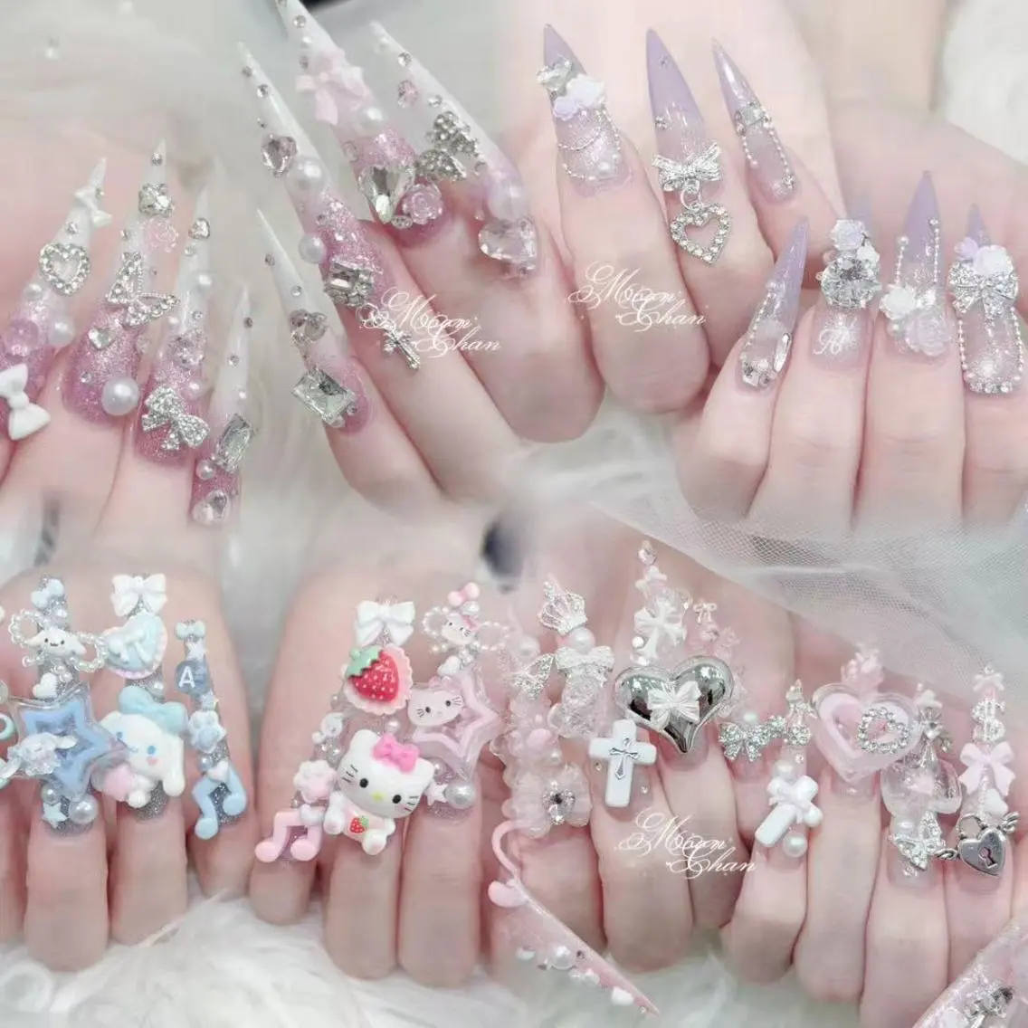ネイル 長さ出し キラキラネイル 韓国ネイル ロングネイル マグネットネイル ハンドネイル ハンドケア Akira✨ nailのネイルデザイン