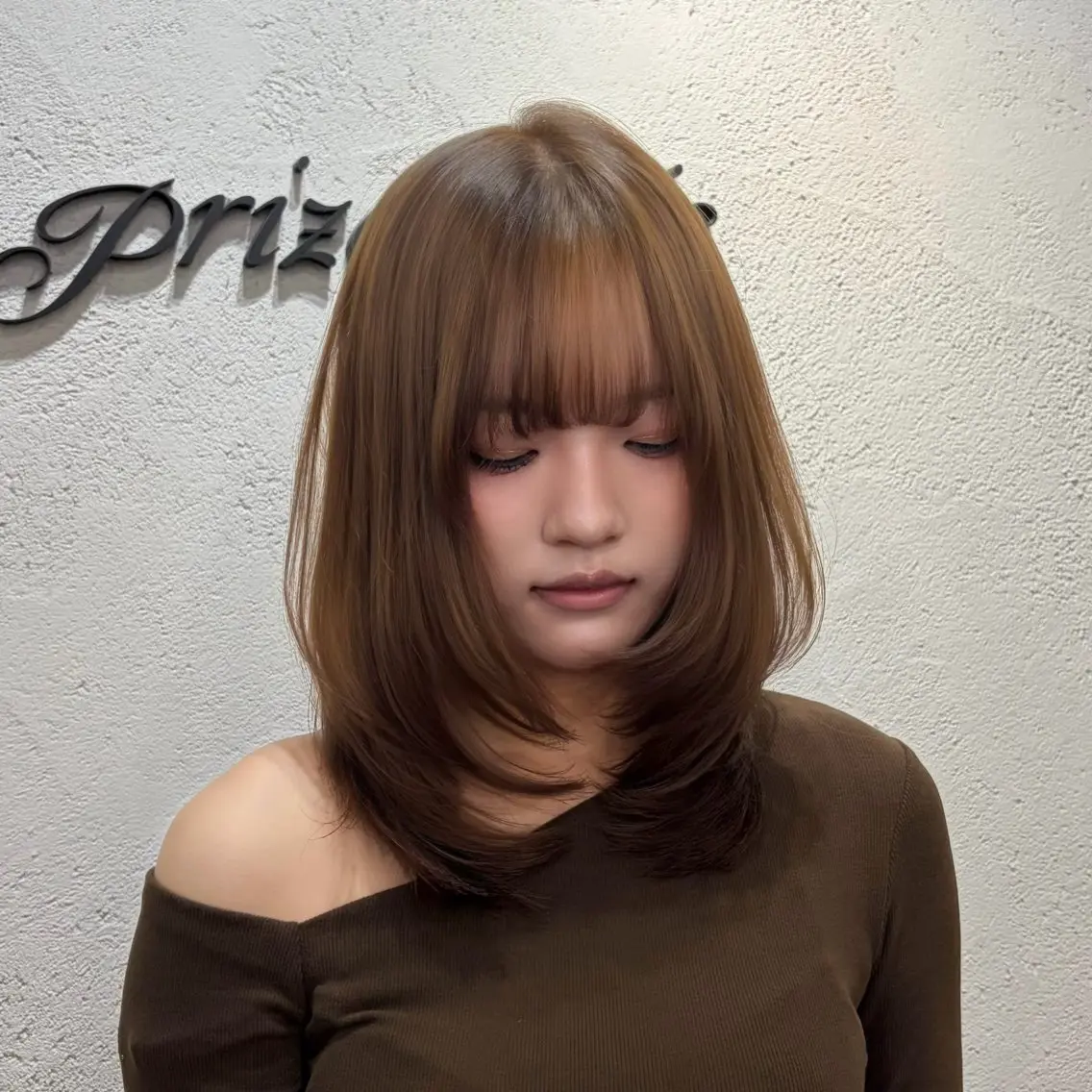 ミディアム カラー ミディアムレイヤー ベージュカラー レイヤーカット カット ヘアカラー トリートメント 🪽レイヤーカット/ 韓国ヘア🦋hinaのヘアスタイル