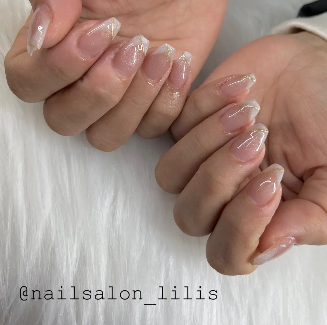 ネイル フレンチネイル ゴージャス ミラーネイル シンプルネイル nailsalon Lilisのネイルデザイン