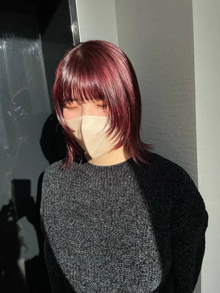 ミディアム カラー ブラウンカラー 顔周りカット ウルフカット カット ヘアカラー YUI/ ブリーチカラー🌷のヘアスタイル