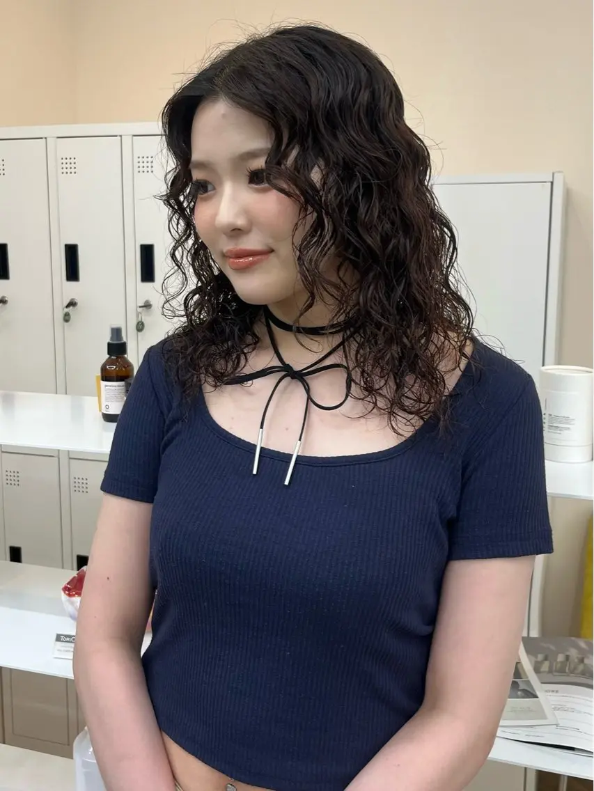 ミディアム パーマ カット パーマ yuka ボブカットモデルのヘアスタイル