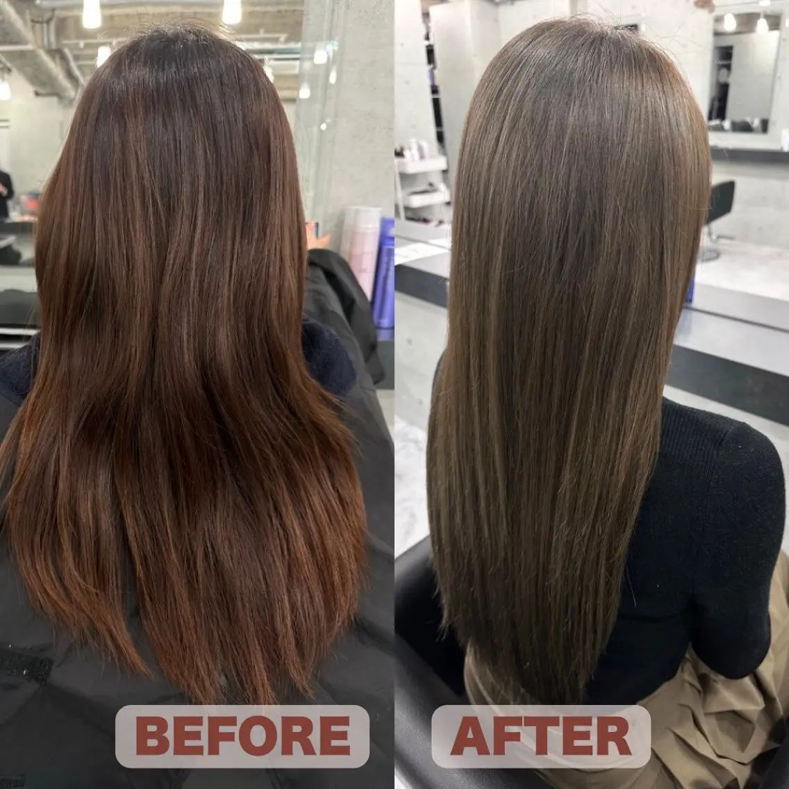 ロング アッシュ アッシュグレー アッシュグレージュ ロング カット ヘアカラー Endearing 銀座/レイヤーカットのヘアスタイル