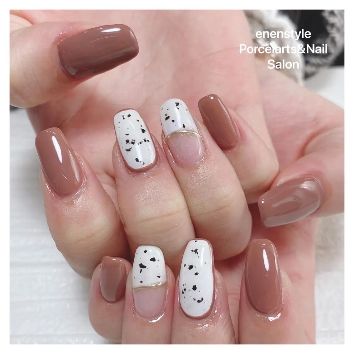 ミディアム ネイル ハンドネイル 🐾enen style 🐾のネイルデザイン