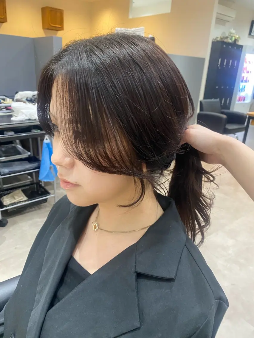 ロング 顔周りカット 韓国風ヘア カット ヘアカラー トリートメント 韓国風hair💕 Kanonのヘアスタイル