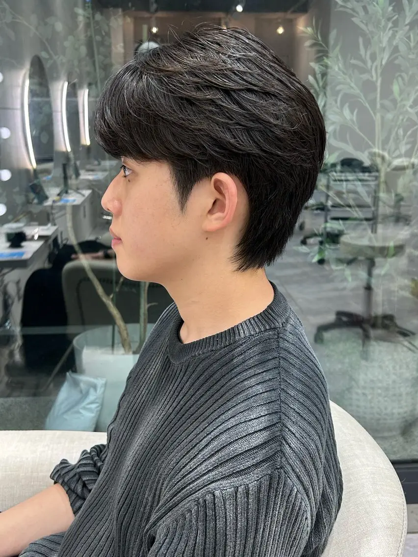 ショート パーマ メンズ カット パーマ 岩城 滉成のヘアスタイル