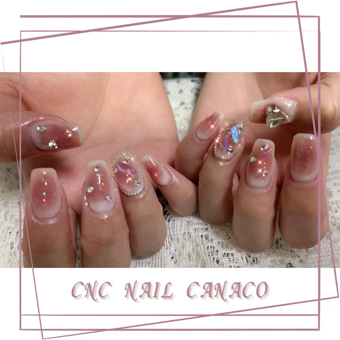 ネイル アートネイル ブラウン チークネイル キラキラネイル 持ち込み ハンドネイル ハンドケア ベテランネイル cnc  nailのネイルデザイン