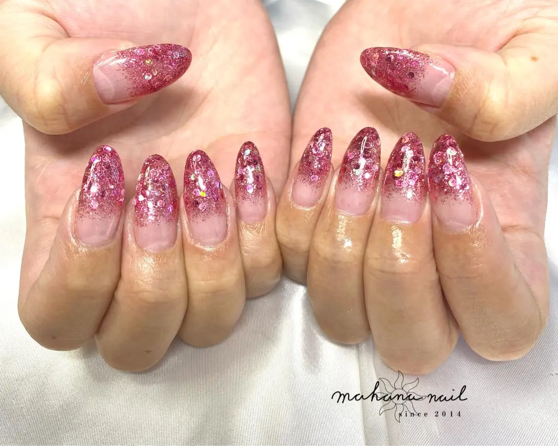 ネイル ラメ(グリッター) ラメグラデーション mahana nailのネイルデザイン