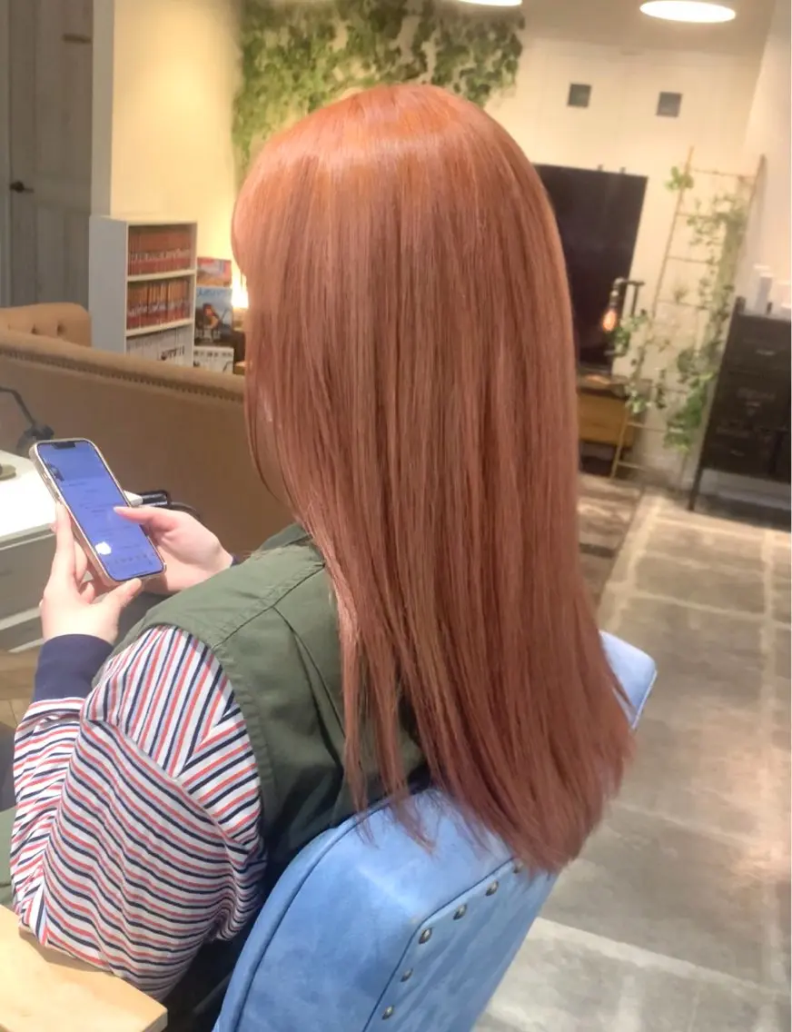 ロング カラー ベージュカラー オレンジ オレンジベージュ ヘアカラー トリートメント ムラヨシ ショータのヘアスタイル