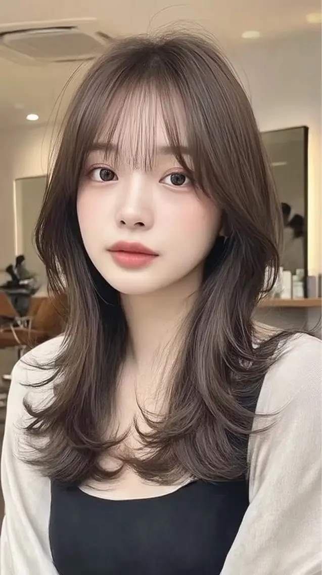 ロング 縮毛矯正 絶対綺麗な暖色カラー 🎯あります✨増渕✨のヘアスタイル
