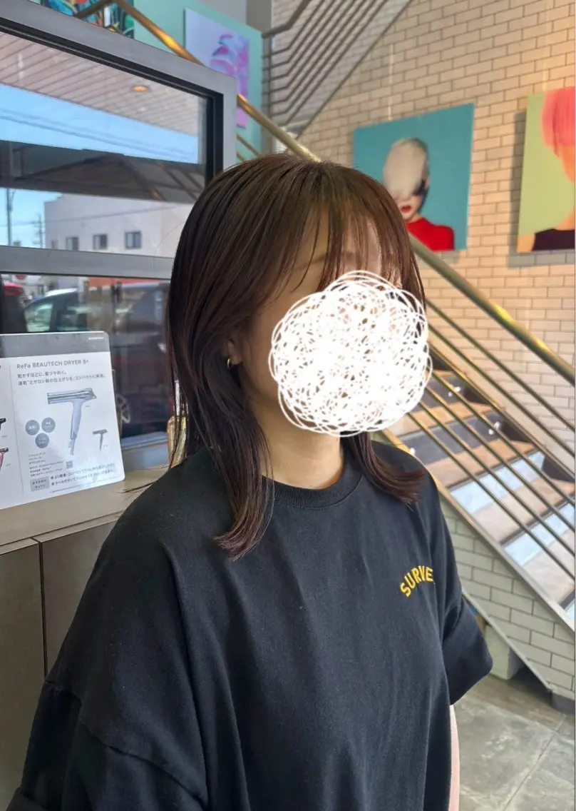 ミディアム くびれヘア レイヤーカット カット 古田 穂香/似合わせカラーのヘアスタイル