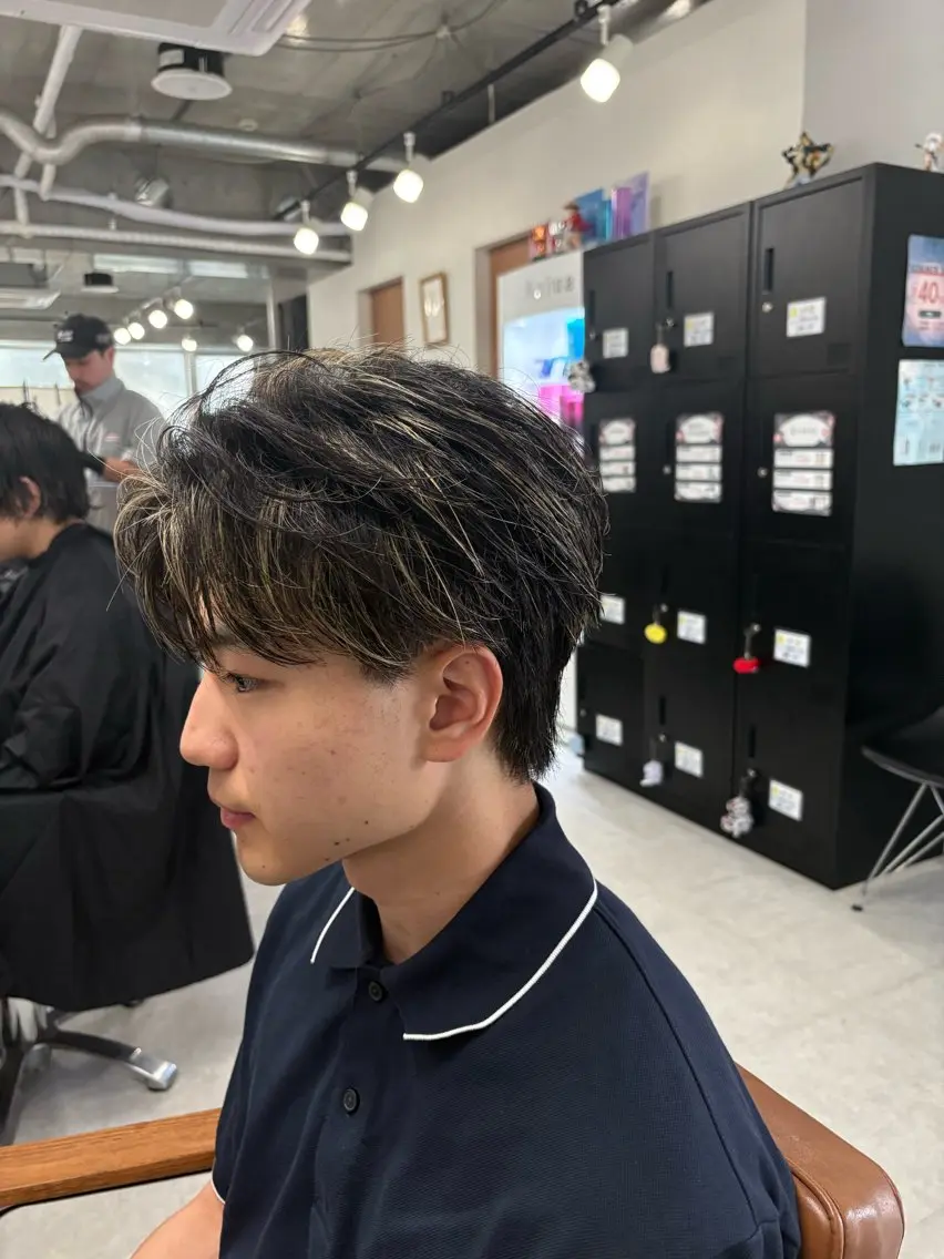 メンズ センターパート 下北沢メンズパーマ 特化園田 楓莉のヘアスタイル