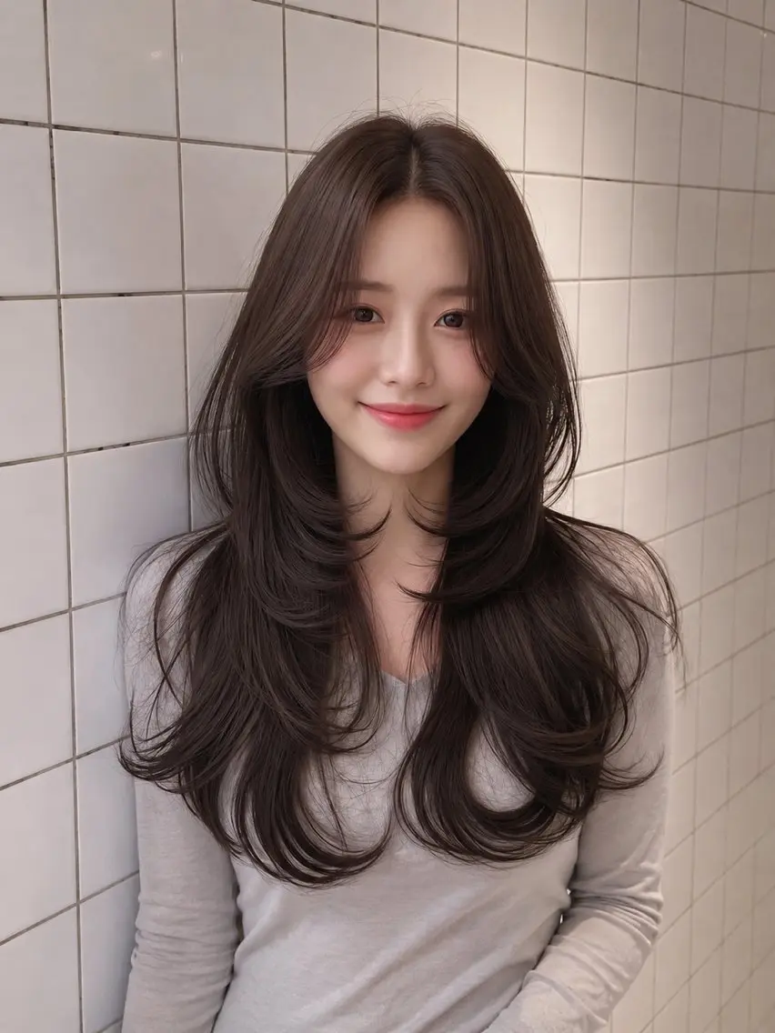 ロング カラー カット ヘアカラー トリートメント 韓国風レイヤー特化 美容師/リョウヤのヘアスタイル