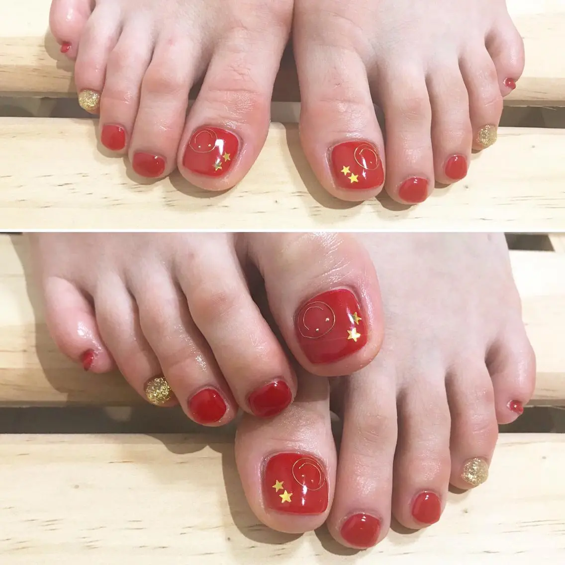 ネイル フットネイル 赤色 シンプルネイル 春ネイル 夏ネイル nail fufla ♡yamane♡のネイルデザイン