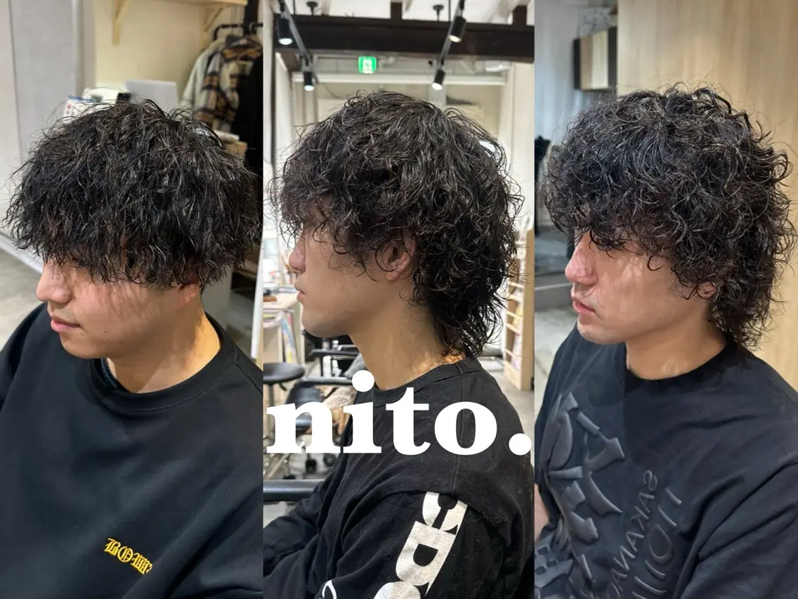パーマ メンズ カット パーマ 艶カラー 🩵NATSUKIのヘアスタイル