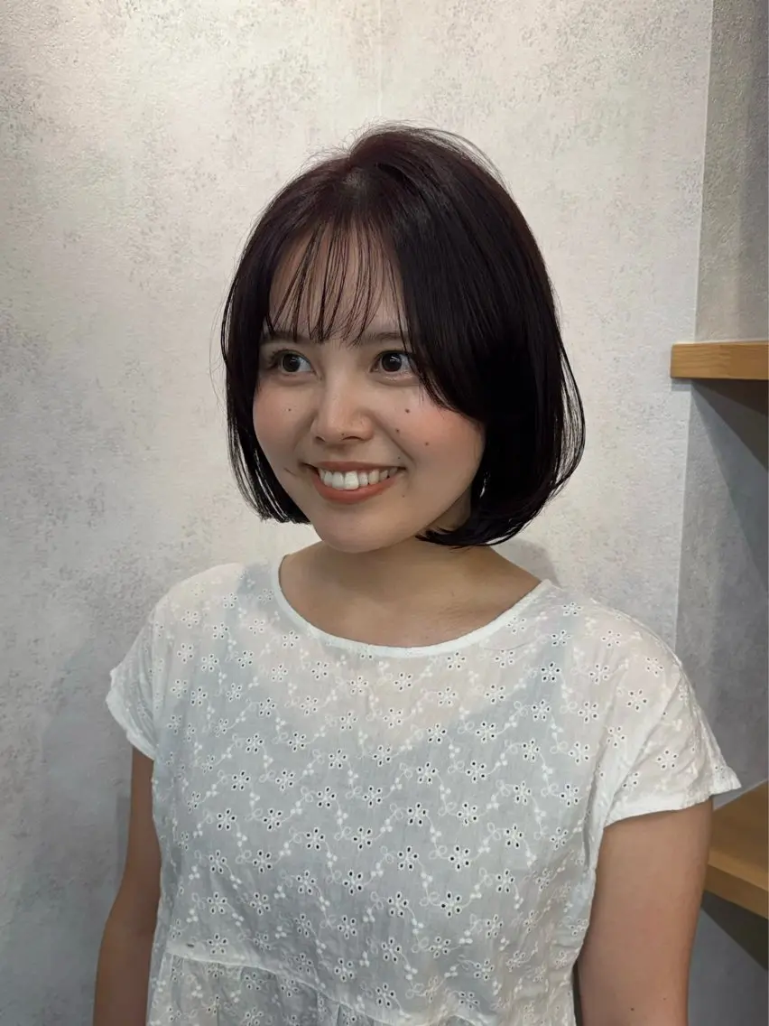 ミディアム ボブ タンバルモリ 韓国風ヘア カット ヘアカラー トリートメント yui 透明感 ベージュ/パーマのヘアスタイル