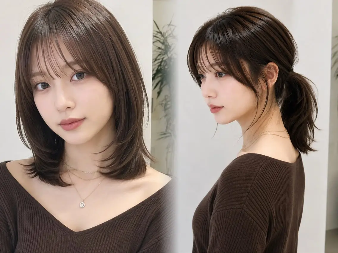 ミディアム カラー ミディアムレイヤー レイヤーカット 小顔カット カット ヘアカラー 池袋/小顔レイヤー/ 顔まわり/taigaのヘアスタイル