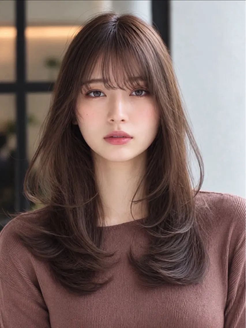 セミロング カラー ヘアカラー 韓国×艶ハイトーンが かわいい✨️リオ🍒のヘアスタイル
