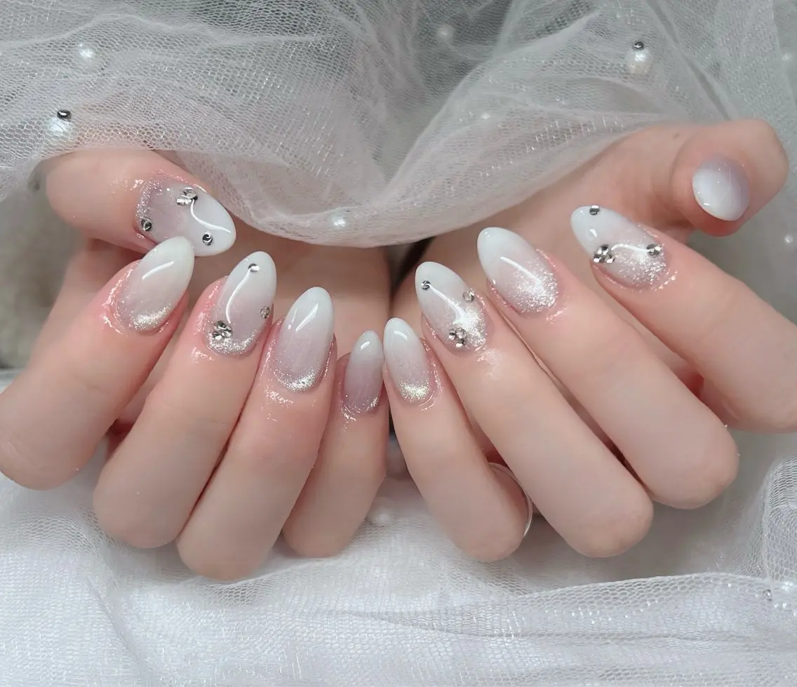 ネイル ハンドネイル 🎀PG🩵 ネイルサロンのネイルデザイン