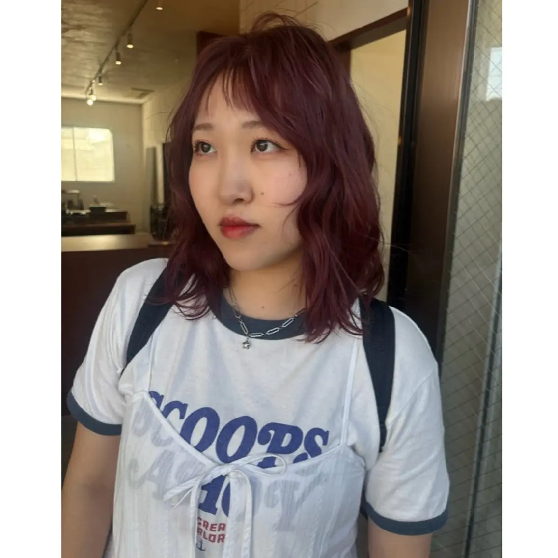 ミディアム カラー ピンクカラー ヘアカラー illatos サヤナのヘアスタイル