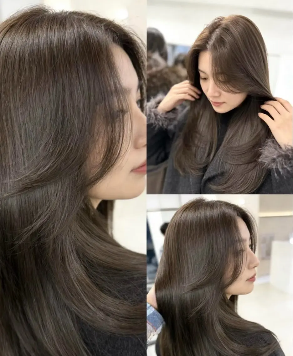 ロング カラー ブリーチ ケアカラー ブリーチなしカラー 髪質改善 韓国風ヘア 韓国風レイヤーカラー ライムのヘアスタイル
