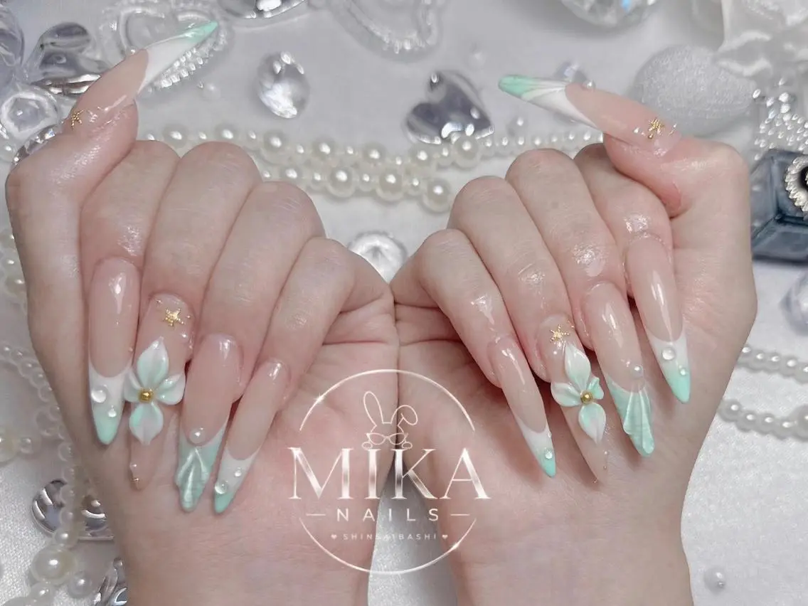 ネイル アートネイル チークネイル ドット フットネイル フレンチネイル Mika Nails 心斎橋のネイルデザイン