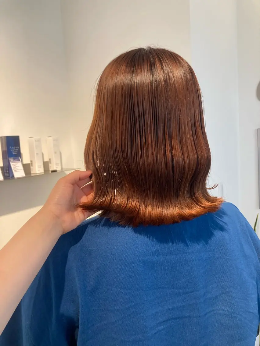 ミディアム カット ヘアカラー トリートメント ✨色持ちの良い艶 カラー✨蟹江真世のヘアスタイル