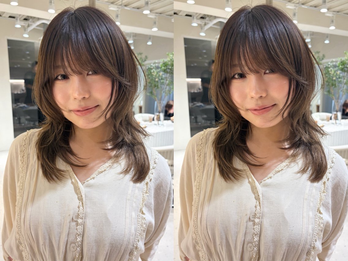 ミディアム カラー カット ヘアカラー -みつま はるな-のヘアスタイル