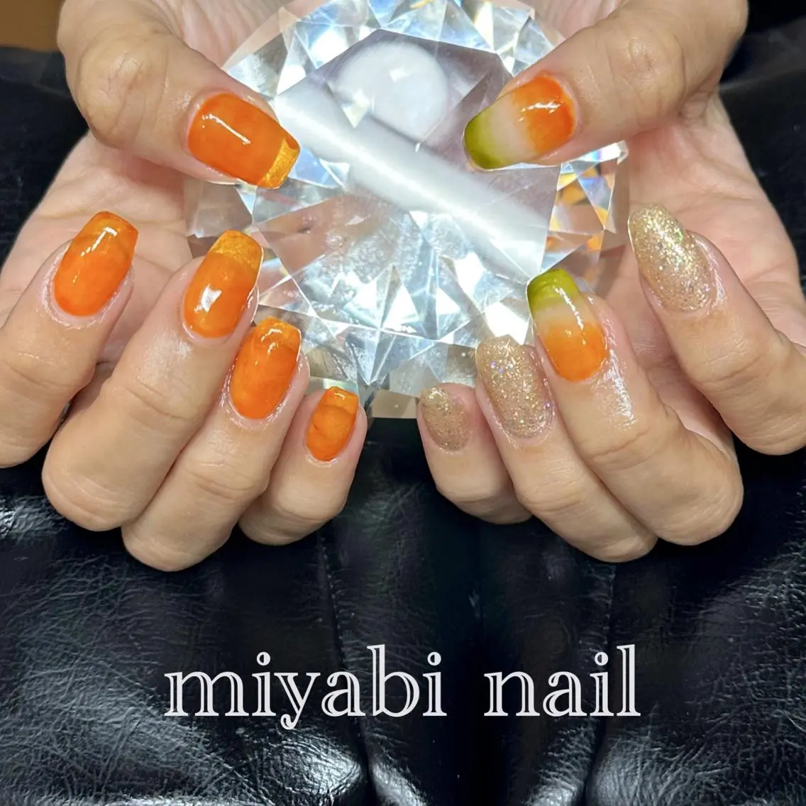 ネイル アートネイル オーロラネイル ジェルネイル ゴールド ラメ(グリッター) ハンドネイル miyabi nail 桂川駅近くのネイルデザイン