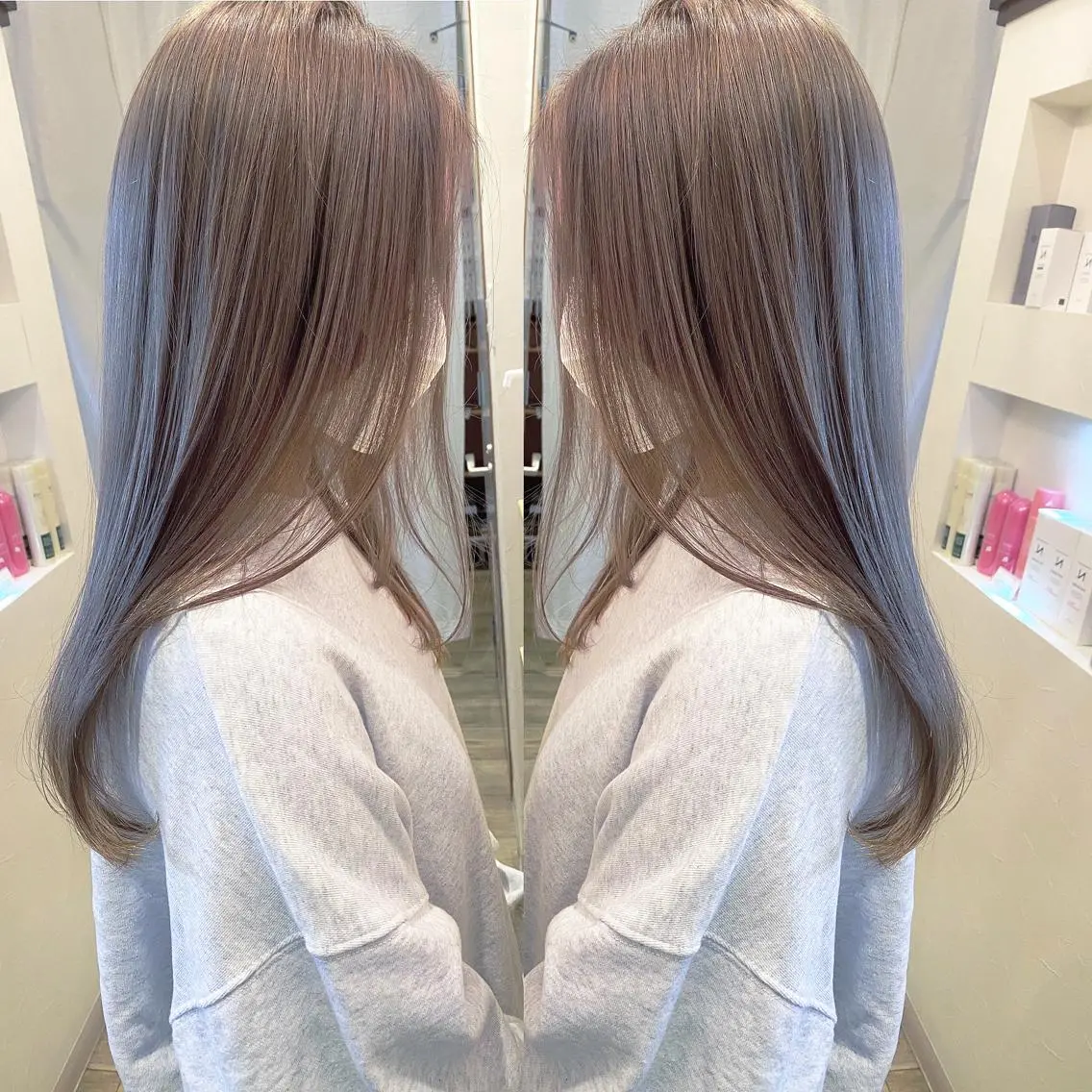 ミディアム カラー ハイライトカラー ハイライト カット ヘアカラー grand juteのヘアスタイル