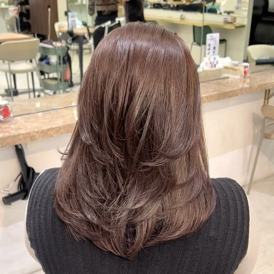ミディアム カット ヘアカラー 🎀ミディアムボブ/ 縮毛矯正/ひかりのヘアスタイル