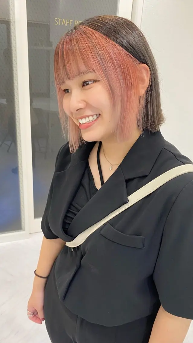 ショート カラー カット ヘアカラー 縮毛矯正 RURI韓国ボブ 🇰🇷タッセルボブのヘアスタイル
