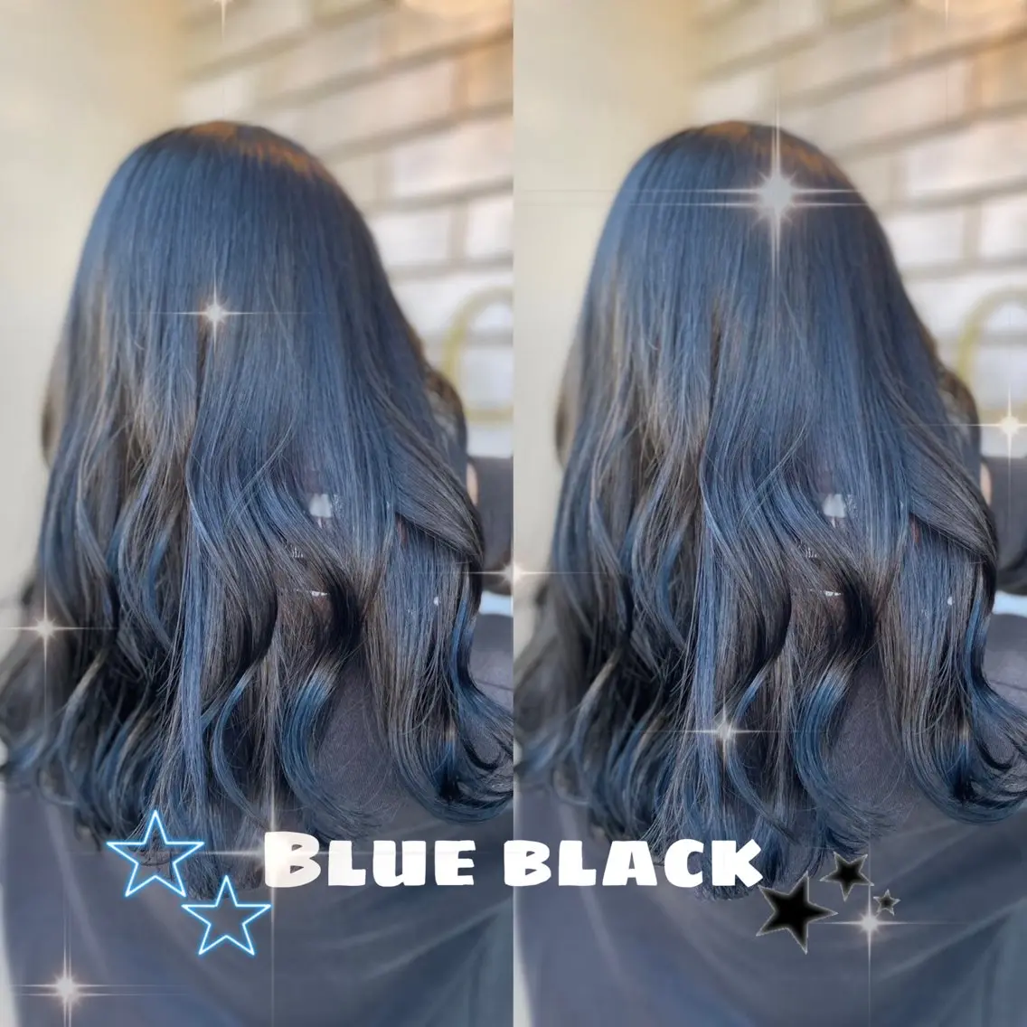 ミディアム カラー 黒髪 ブルーカラー ブルーブラック ヘアカラー トリートメント lovis🧸ゆうあ 🧸/透明感カラーのヘアスタイル