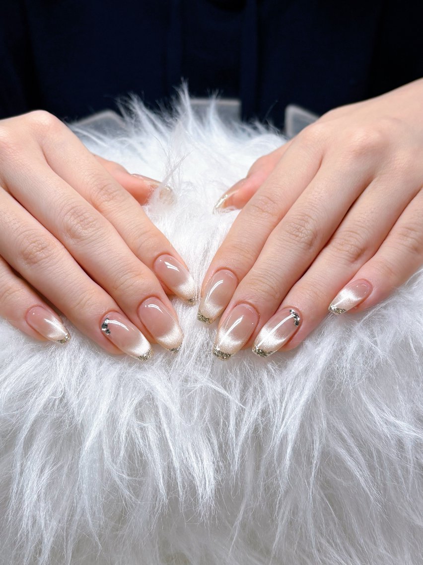 ネイル フレンチネイル キラキラネイル ラメ(グリッター) マグネットネイル ハンドネイル Lani🌈Nail Konatsuのネイルデザイン