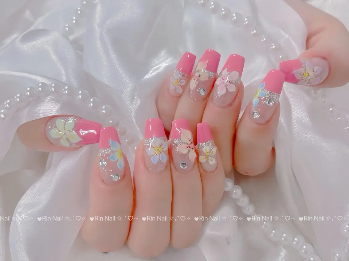 ネイル オーロラネイル ブルー フットネイル ジェルネイル 氷ネイル・うるうるネイル ハンドネイル Rin Nail 新大久保店のネイルデザイン
