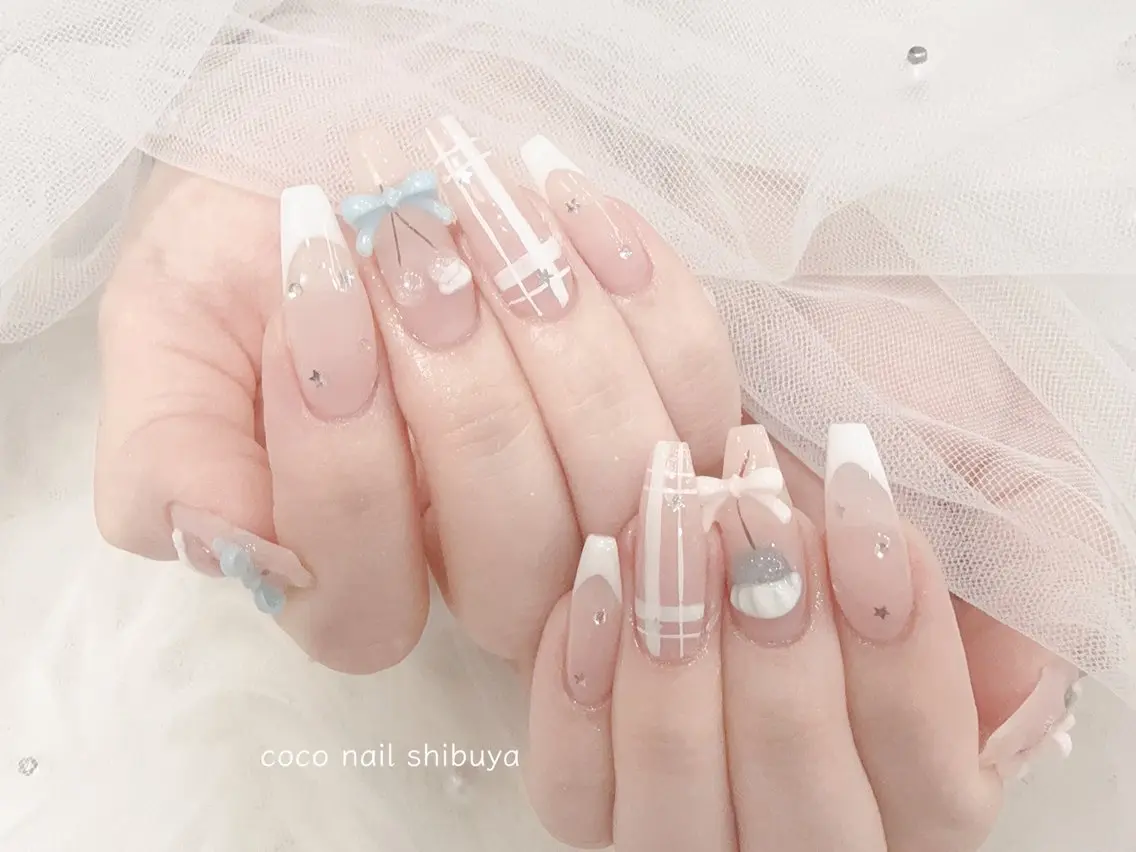 ロング カラー ピンクカラー ロング ハンドネイル CoCo Nail 長さ出し専門店のネイルデザイン