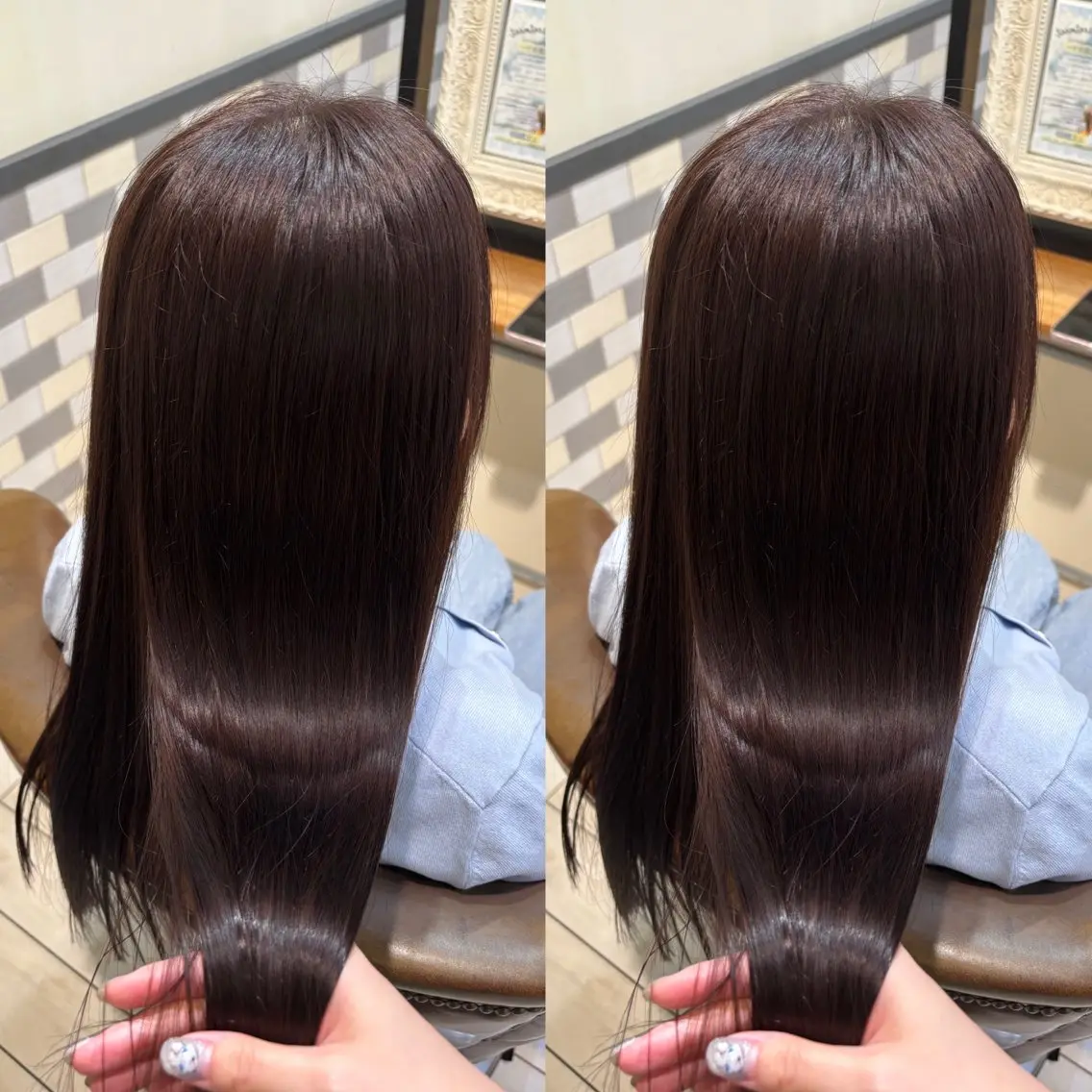 カラー ブラウンカラー ローズカラー ローズブラウン カット ヘアカラー トリートメント 古屋 澪 艶髪✨縮毛矯正のヘアスタイル