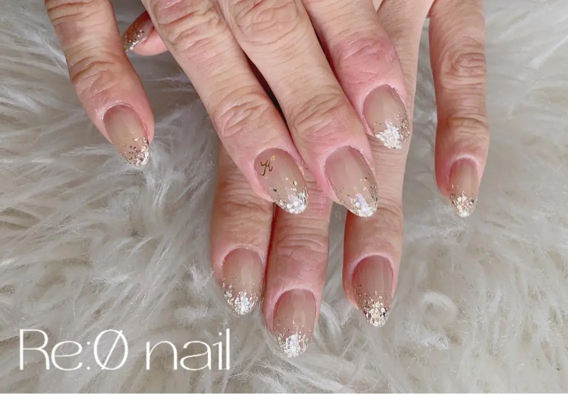 ネイル ラメ(グリッター) ラメグラデーション ハンドネイル Re:Ø nail 🩵TSUJIのネイルデザイン