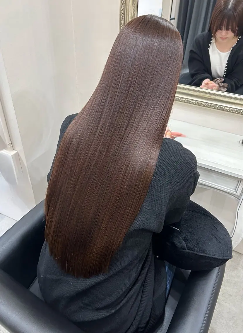 ロング カット 縮毛矯正 トリートメント 💎艶カラー+美髪 +髪質改善💎のヘアスタイル