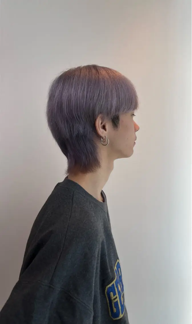 ショート カラー メンズ ラベンダーカラー レイヤーカット/ブラ ウンカラー/河野凜のヘアスタイル