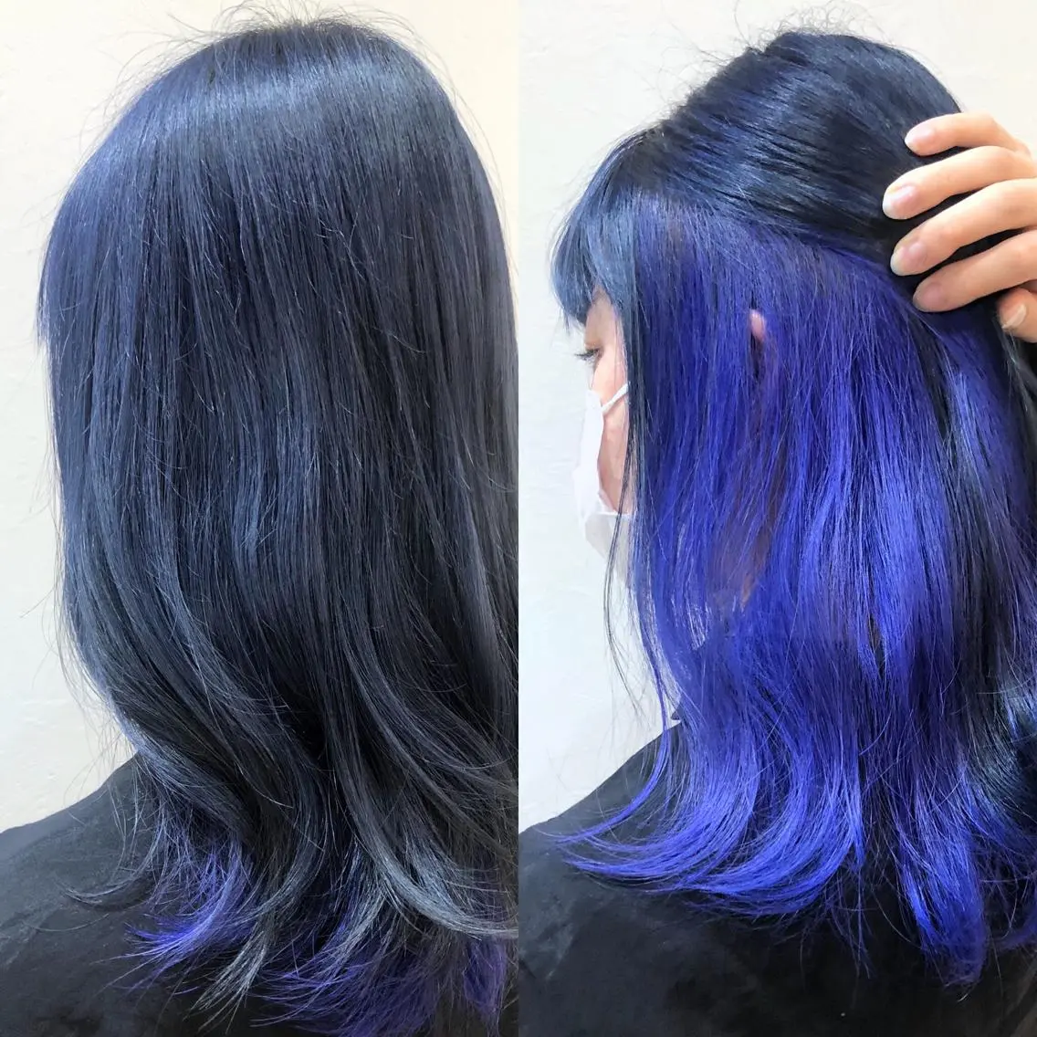 ミディアム カラー ブルーカラー インナーカラー ネイビーカラー パープルカラー サワタ ミサのヘアスタイル