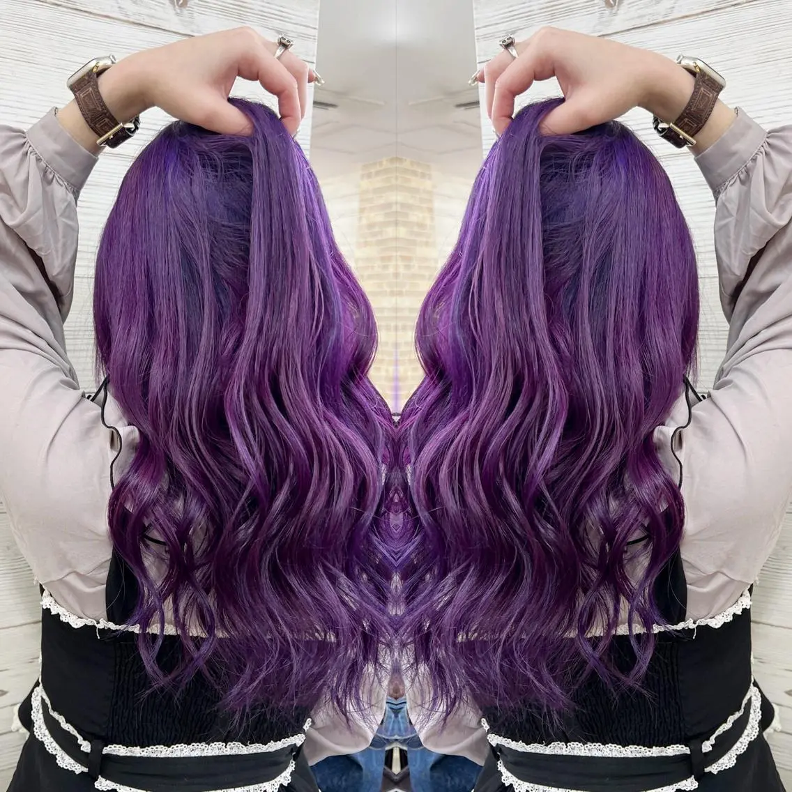 ロング カラー ヘアアレンジ ブリーチ トリートメント ヘアカラー トリートメント 枝毛カット&髪質改善 満足NO.1岡しゃんのヘアスタイル