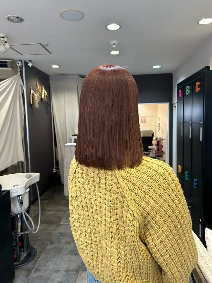ミディアム オレンジブラウン 吉村 夏椰のヘアスタイル