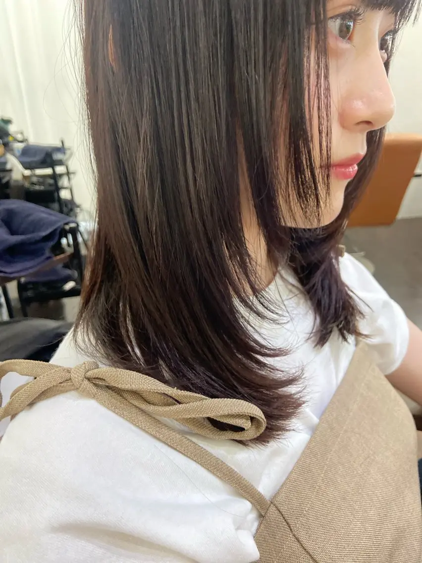 セミロング 顔まわりレイヤー レイヤーカット 🌷名駅/髪質改善 ヘアセット/モネ🌷のヘアスタイル