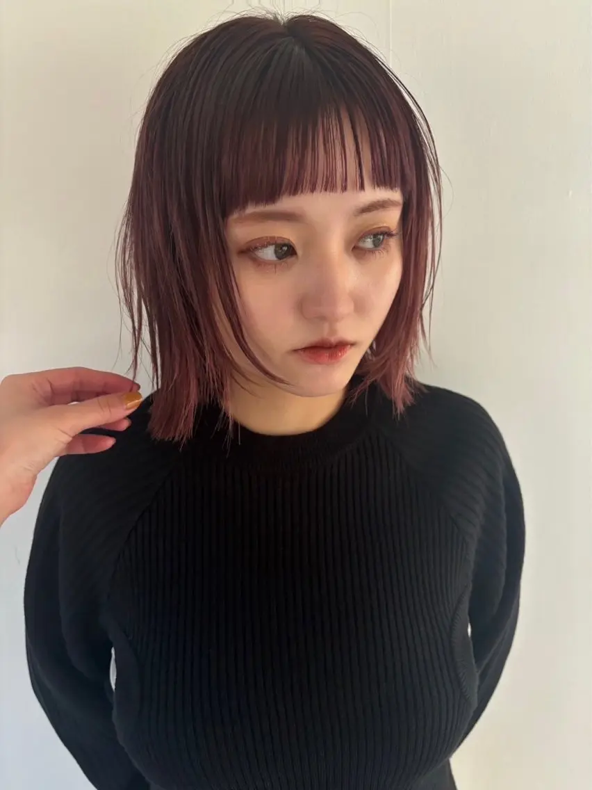 カラー ボルドーカラー ヘアカラー 似合わせレイヤー、 透けカラー/杉本花のヘアスタイル