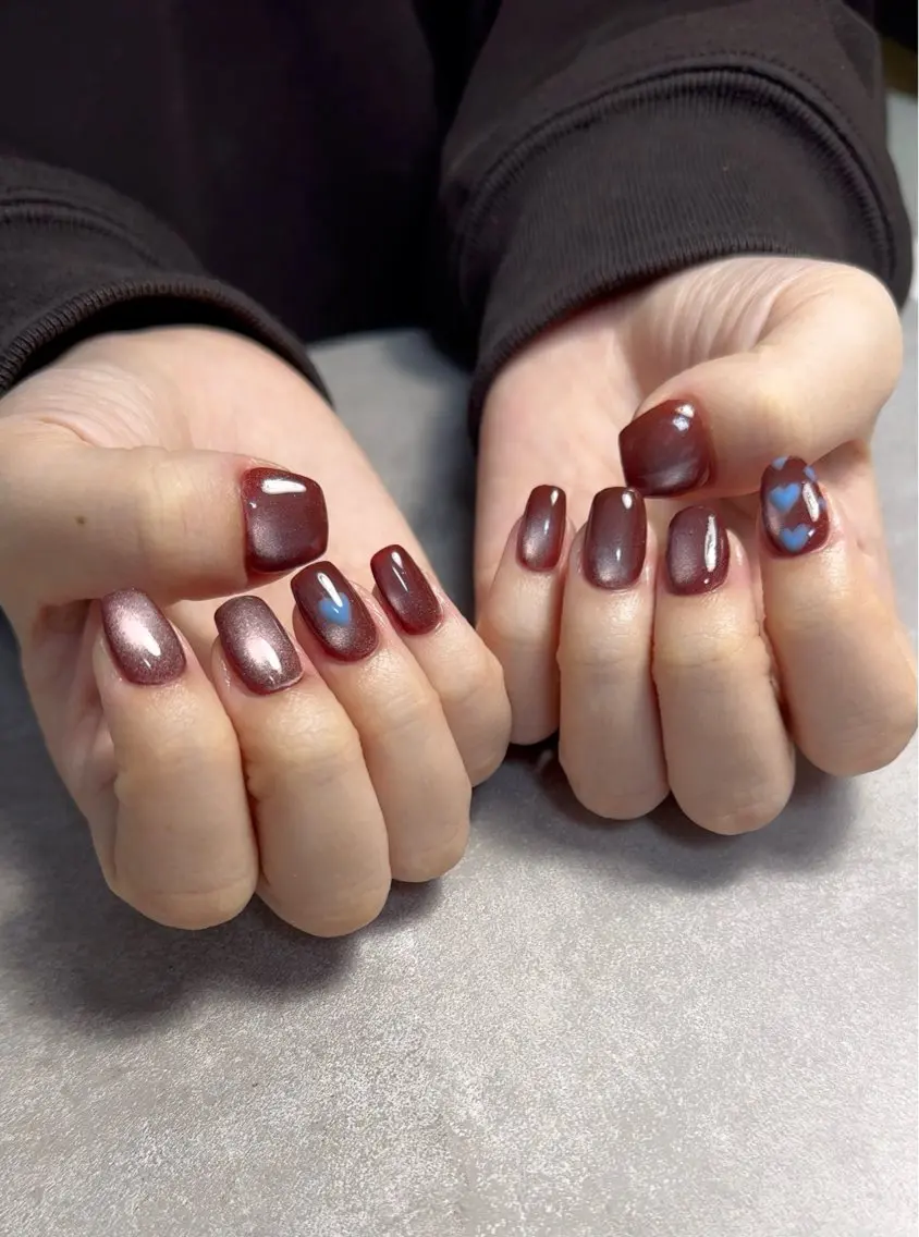 ネイル アートネイル マグネットネイル マグネットワンカラー ワンカラーネイル ハンドネイル Monica nails/福島のネイルデザイン