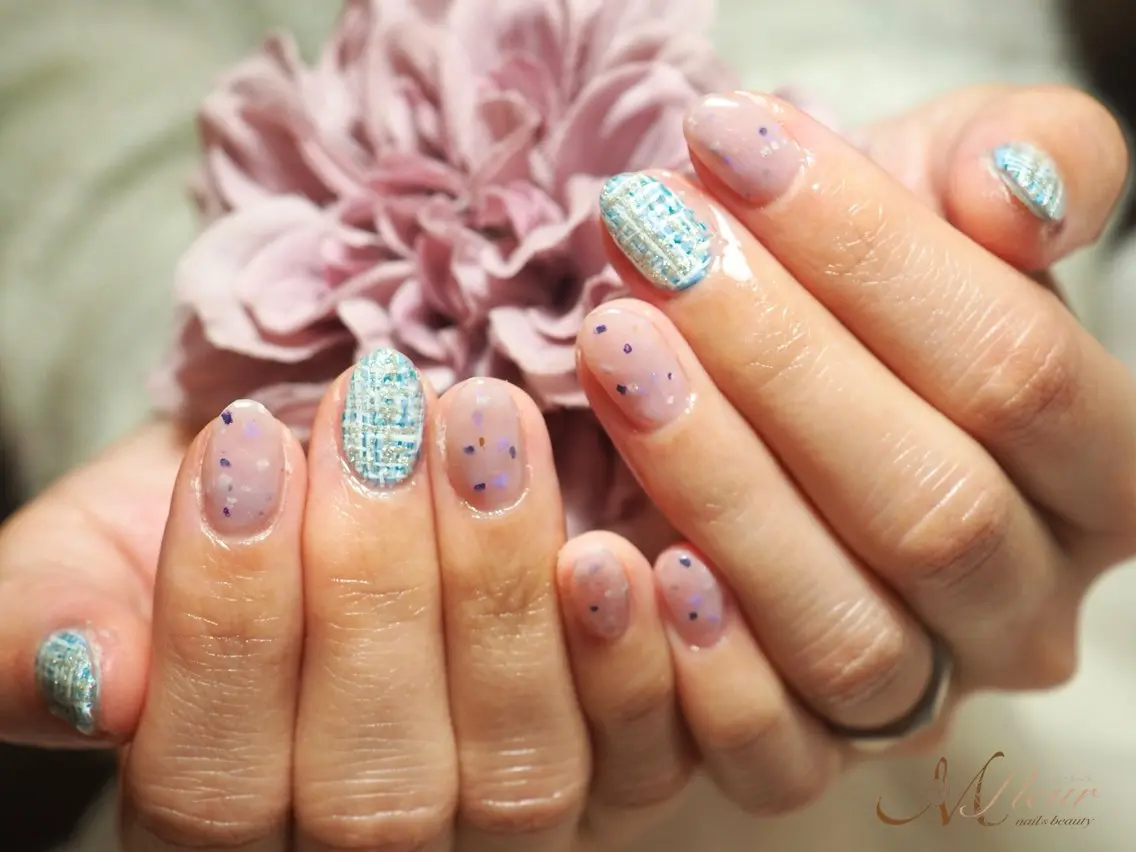 ネイル ワンカラーネイル ツイードネイル saya M🌸💅✨のマツエク・マツパデザイン
