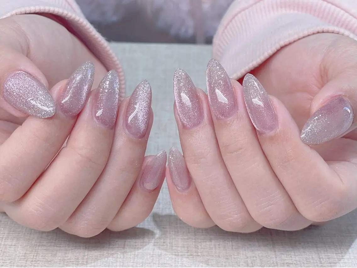 ネイル オーロラネイル ブルー チークネイル フットネイル フレンチネイル ハンドネイル GIN NAILのネイルデザイン