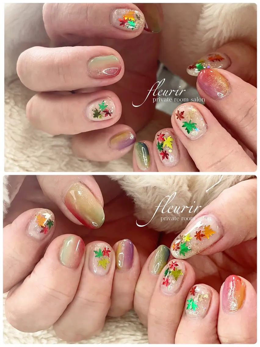 ネイル ラメ(グリッター) ニュアンスネイル フルリール 【プライベートサロンのネイルデザイン