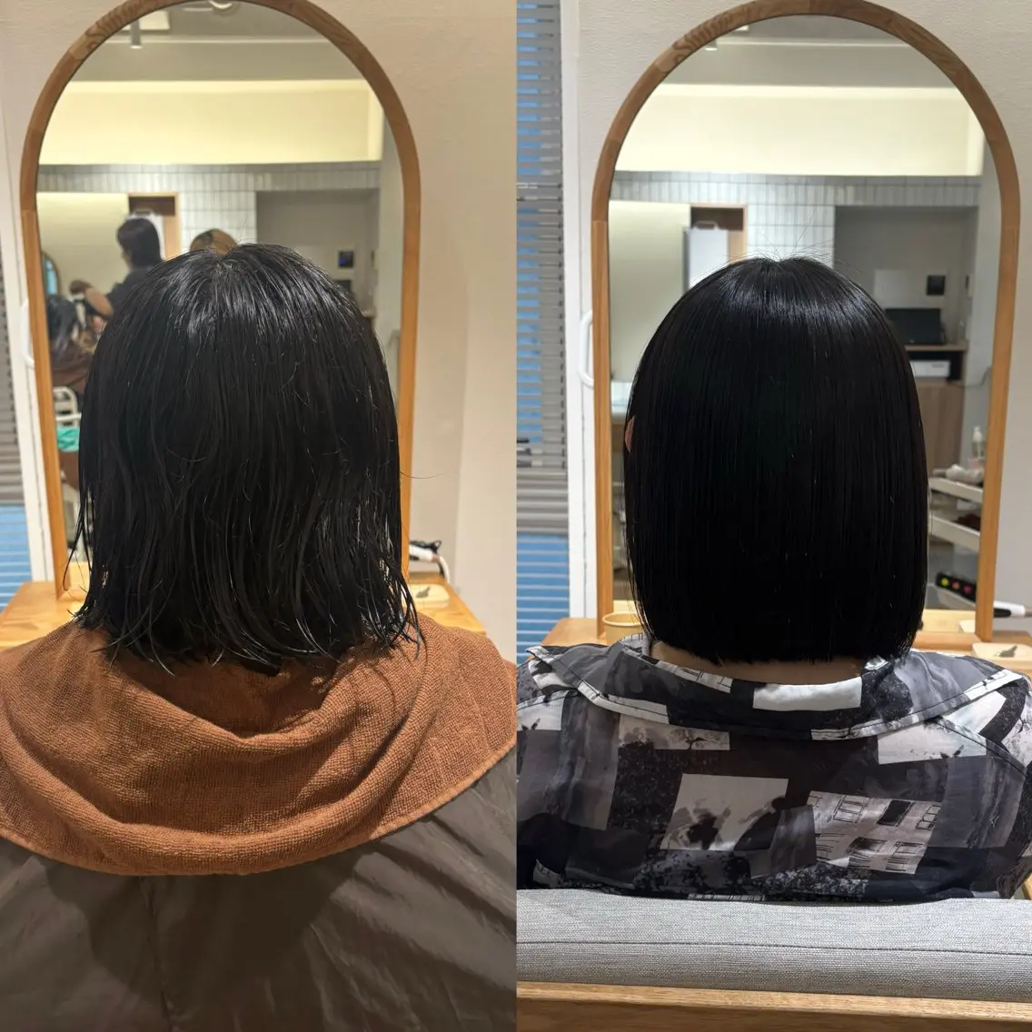 ショート パーマ ボブ ストレートパーマ カット 縮毛矯正 トリートメント RINNO🌷透明感 カラー/髪質改善のヘアスタイル
