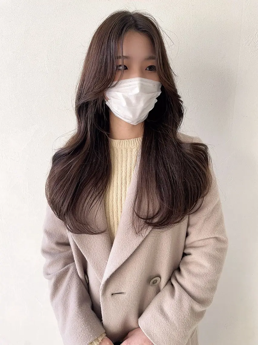 ロング 韓国風ヘア レイヤーカット ムラ修正ブリーチ 山田眞之介のヘアスタイル